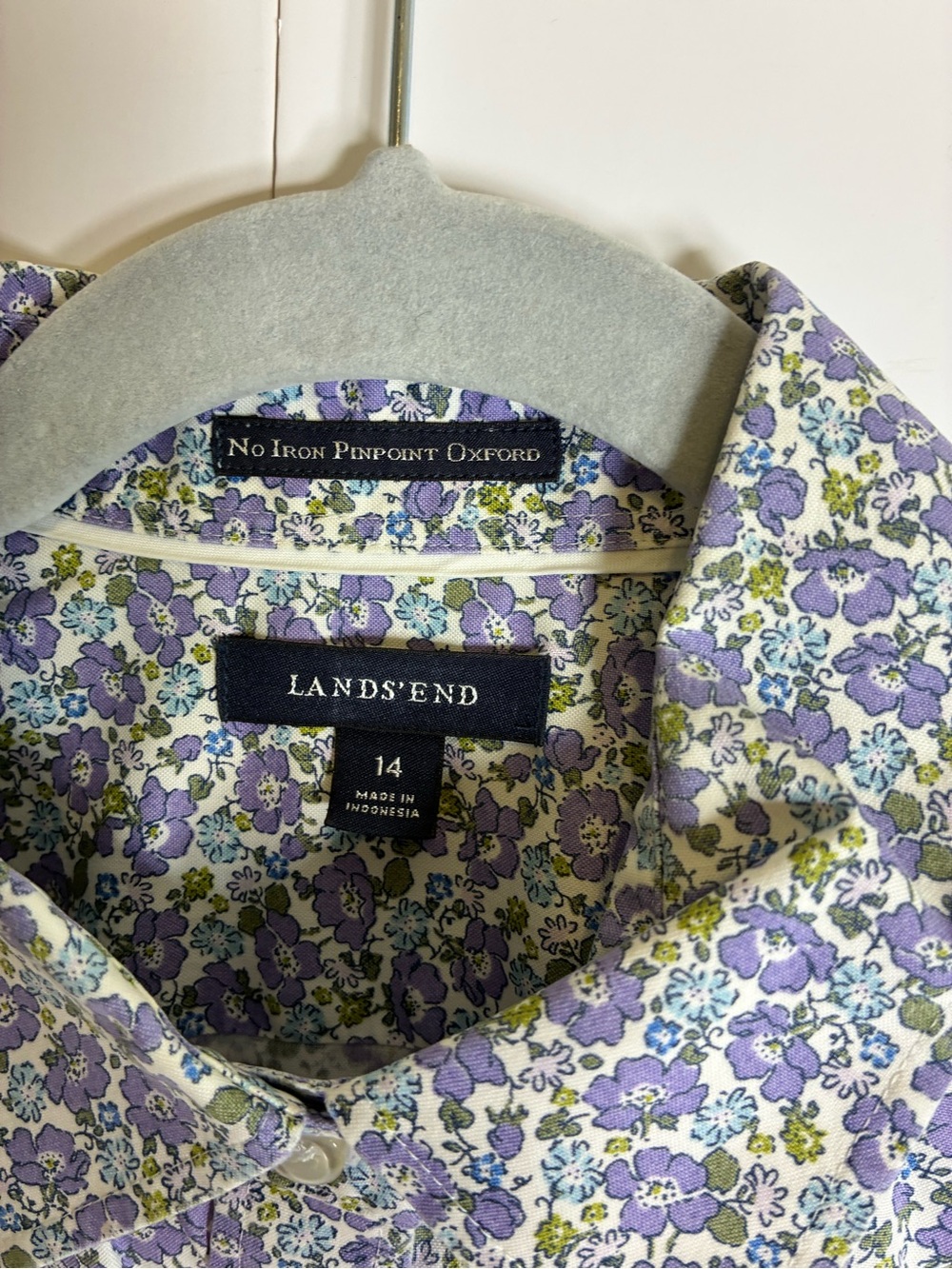 Lands’ End Floral Cotton Blouse Bundle — Size 14 - Pink & Purple, Like New - Picture 2 of 14
